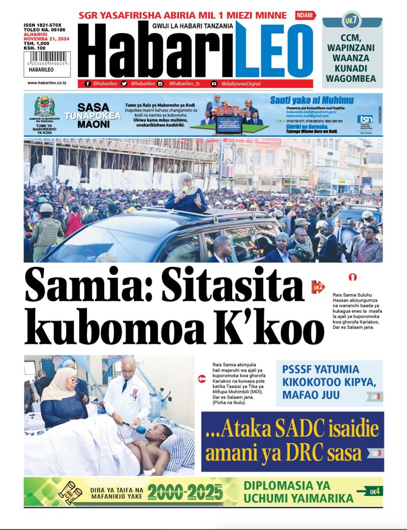 HABARI MOTO MOTO KATIKA MAGAZETI YA LEO NOVEMBA 21,2024