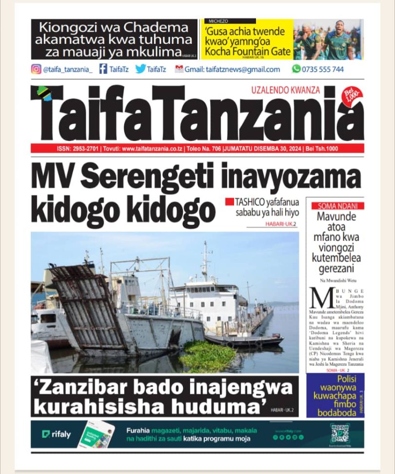 HABARI MOTO MOTO KATIKA MAGAZETI YA LEO DISEMBA 30,2024