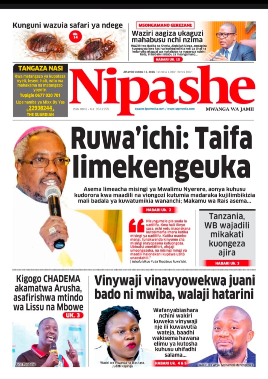 PATA HABARI MOTO MOTO KATIKA MAGAZETI YA LEO ALHAMISI OKTOBA 15,2026