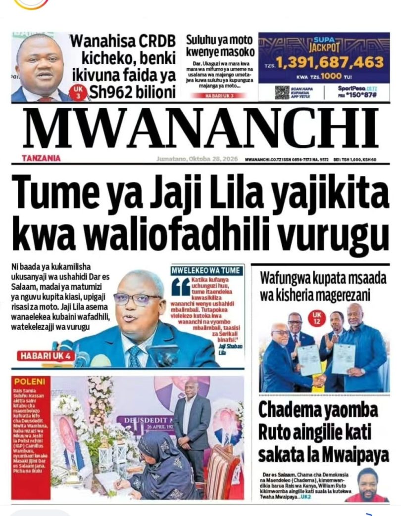 Tume ya Jaji Lila yajikita kwa waliofadhii vurugu, SOMA KATIKA MAGAZETI YA LEO HAPA
